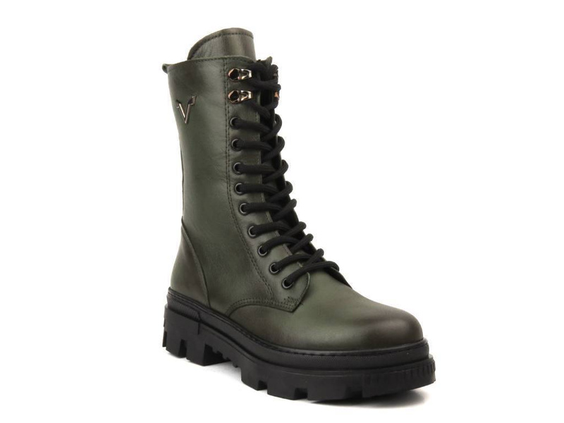 Trapery damskie skórzane  - VACARRO 493, khaki