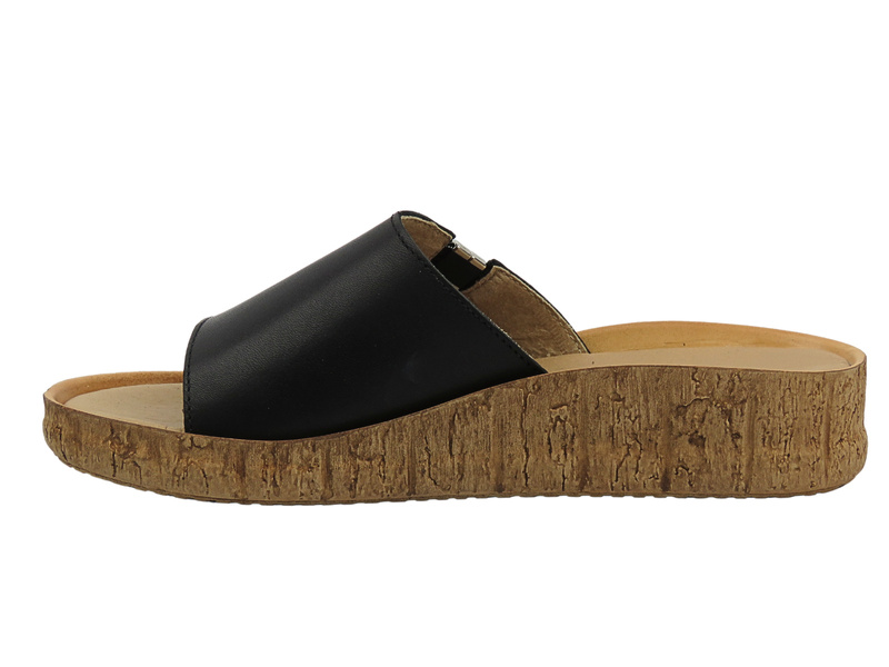 Klapki damskie skórzane płaskie czarne Helios Komfort 130