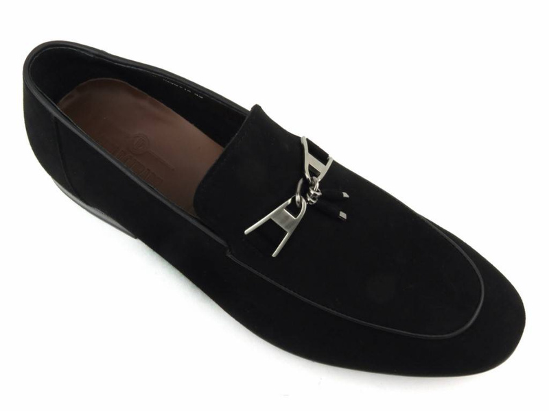 Zamszowe loafersy, półbuty męskie JOHN DOUBARE D778-162B-18, czarne