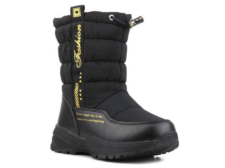 Śniegowce dziecięce ocieplone wełną - MISS E 22DZ23-5274, czarne