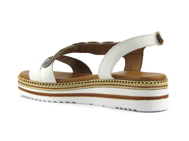 Sandały damskie na podwyższonej podeszwie - VENEZIA 261605, białe