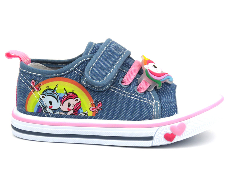Trampki dziecięce z jednorożcem - American Club TEN 133/24, niebieskie