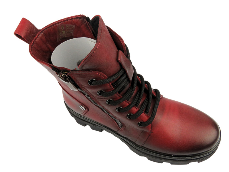 Botki damskie skórzane - VACARRO 1002, czerwone