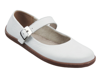 Barefoot skórzane minimalistyczne półbuty damskie białe Nika Komfort 1445