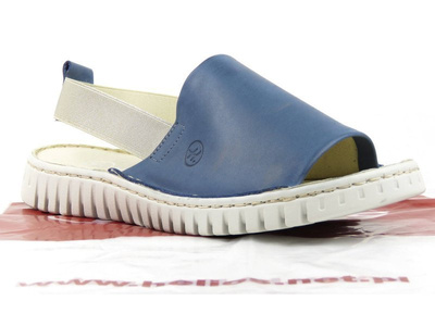 Skórzane sandały damskie na gumkę - HELIOS Komfort 261, granatowe