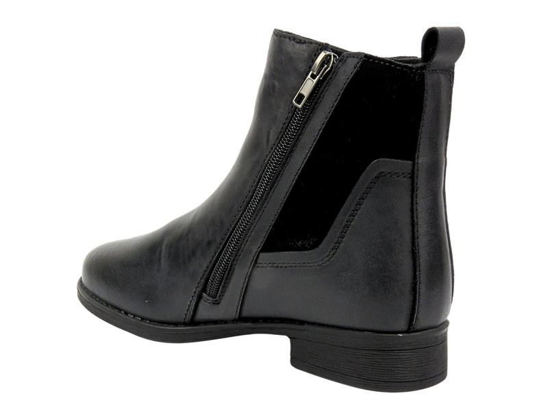 Wygone Botki Damskie Z Miękkiej Skóry American Club CY 98/23 Czarne Na Zamek
