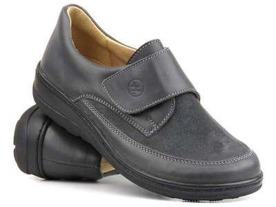 Wygodne półbuty damskie profilaktyczno-zdrowotne - Helios Komfort 395, szare