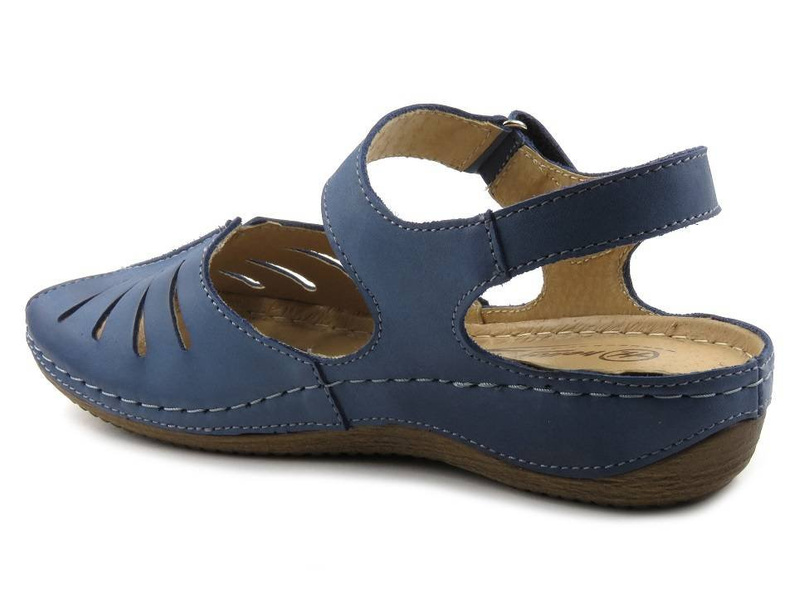 Sandały damskie z przewiewną cholewką - HELIOS Komfort 4009, granatowe