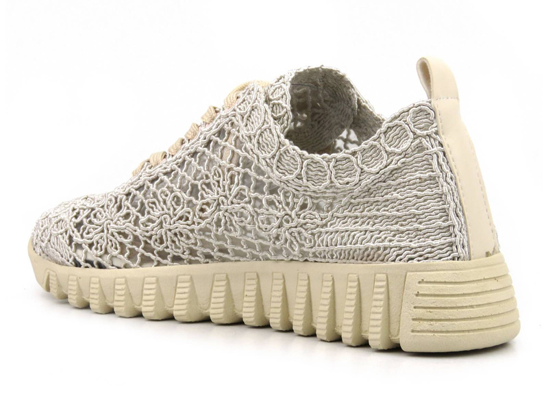 Koronkowe półbuty, sneakersy damskie - Artiker 52C2476, beżowe
