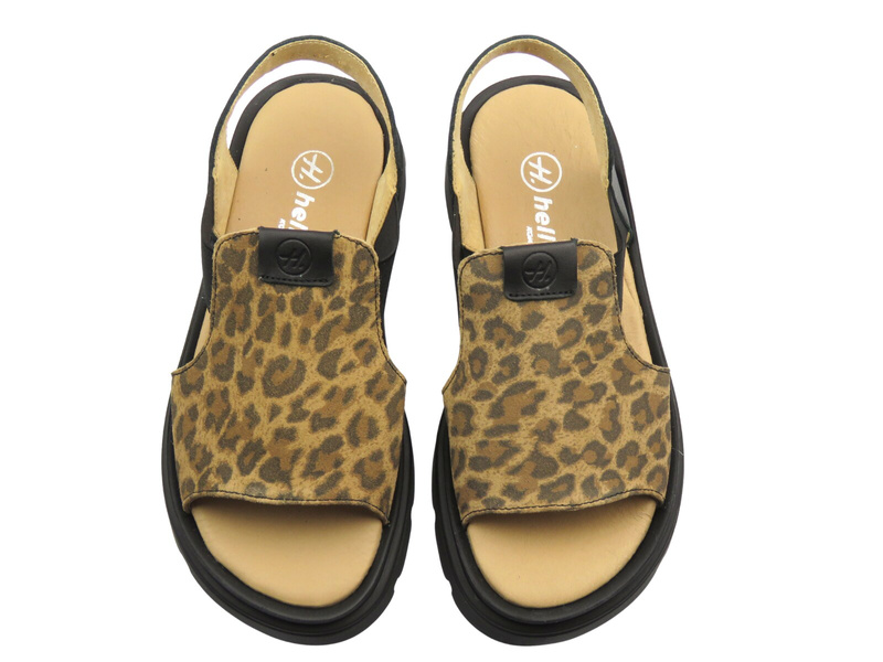Sandały damskie skórzane panterka Helios Komfort 157
