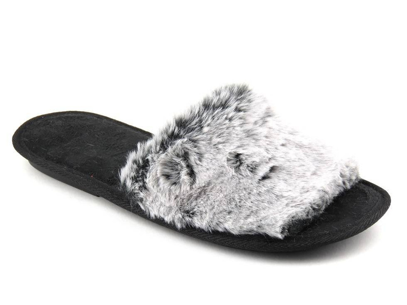 Kapcie damskie z futerkiem - Inblu 155D107, szare