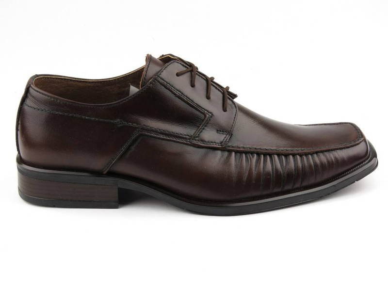 Skórzane półbuty męskie z kwadratowym noskiem - MOSKAŁA 135, brązowe