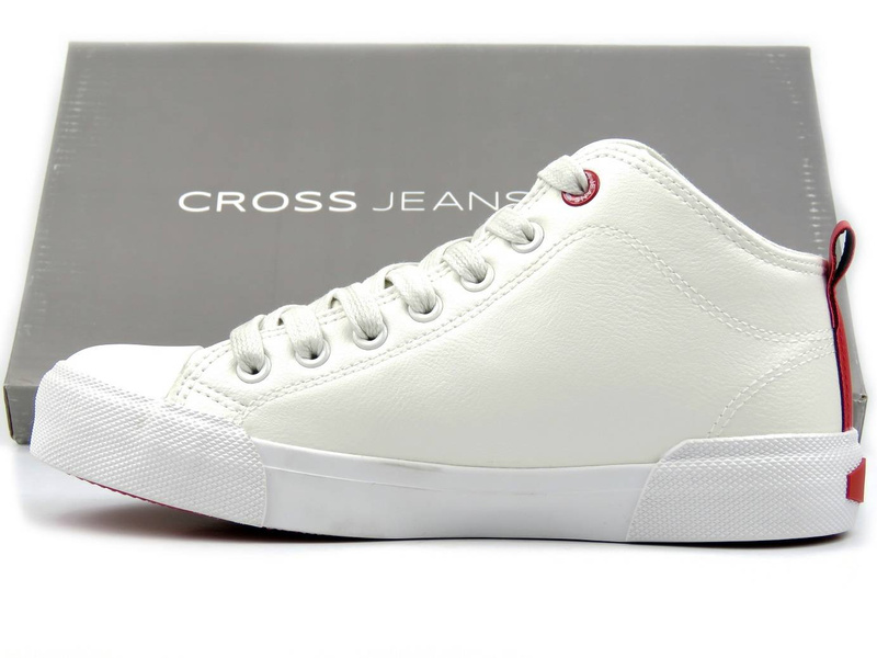 Trampki damskie za kostkę - CROSS JEANS II2R4033C, białe