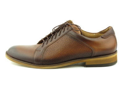 Półbuty męskie z wysokiej jakości skóry cieniowanej - IGUANA Lider 348-606, brązowe