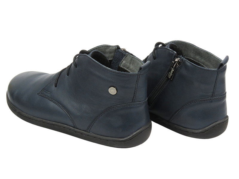 Barefoot skórzane minimalistyczne botki damskie granatowe HELIOS Komfort 699