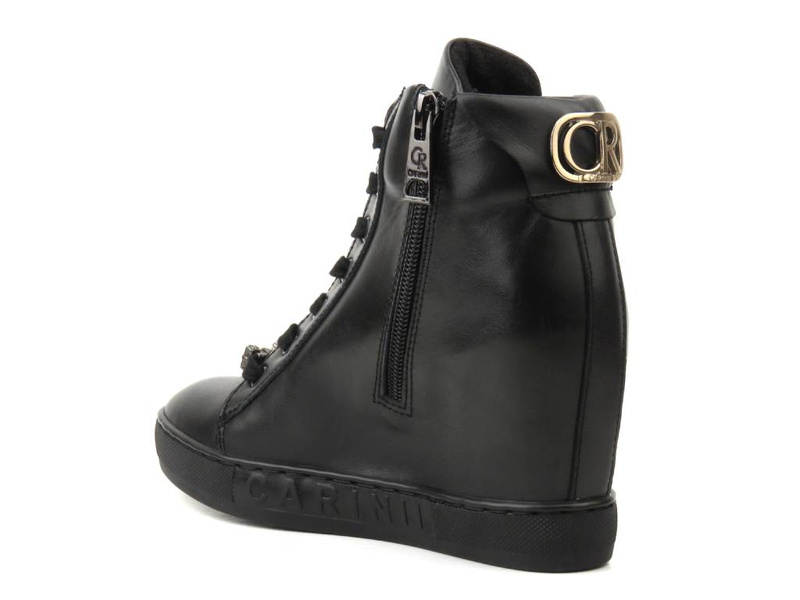 Sneakersy damskie na ukrytym koturnie CARINII B9177, czarne