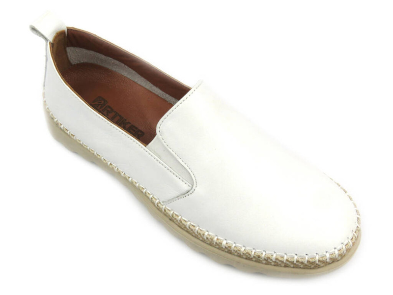 Skórzane półbuty damskie - Artiker 54C0642, biały