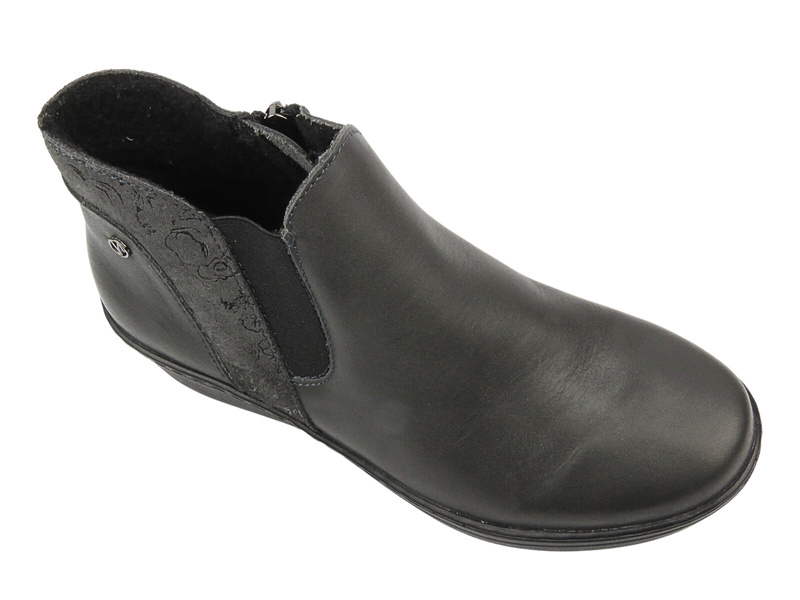 Eleganckie botki damskie na koturnie - HELIOS Komfort 596, szare
