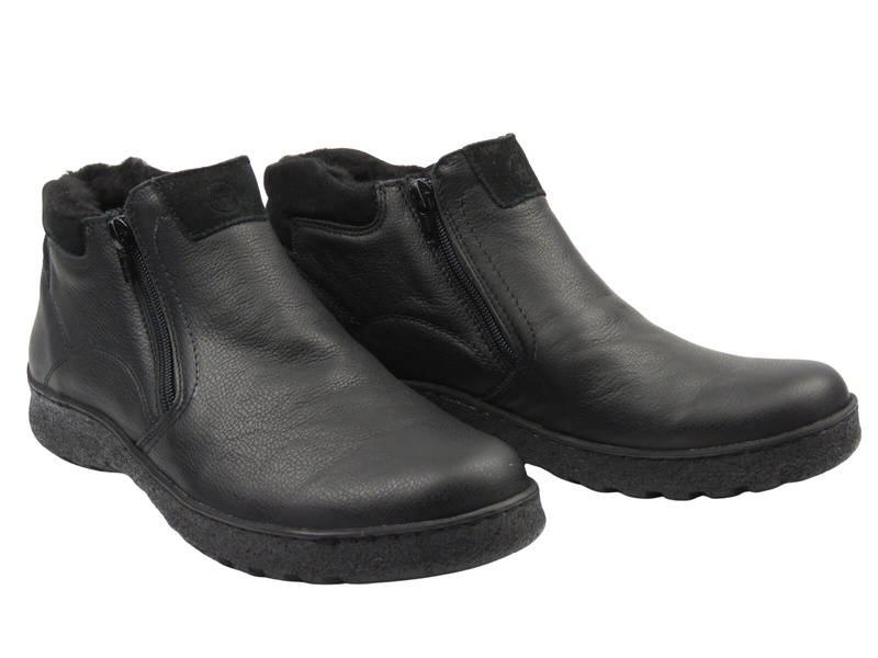 Ciepłe, wygodne trzewiki męskie polskiej marki Helios 827, czarny 2