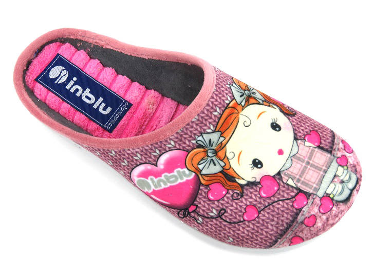 Kapcie damskie, dziewczęce z miękką wkładką - INBLU EC-82, różowe
