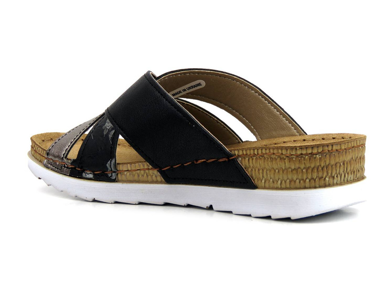 Wygodne klapki ze skórzaną wkładką - INBLU OF-30, czarne