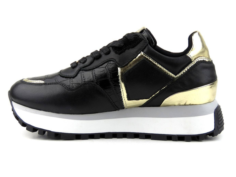 Sneakersy, buty sportowe damskie GOE A-204 czarne ze złotymi dodatkami