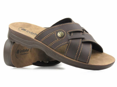 Klapki męskie ze skrzyżowanymi paskami - INBLU TG-07, ciemnobrązowe