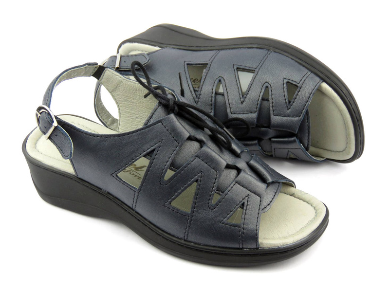 Wygodne sandały damskie w tęgości H - Axel 2479, granatowe