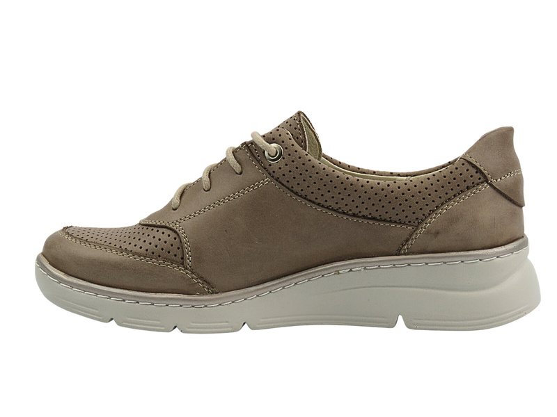 Skórzane półbuty damskie w stylu sportowym beżowe Helios Komfort 386