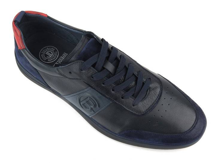 Buty męskie sportowe skórzane - JOHN DOUBARE QA537WIA-AB59, granatowe