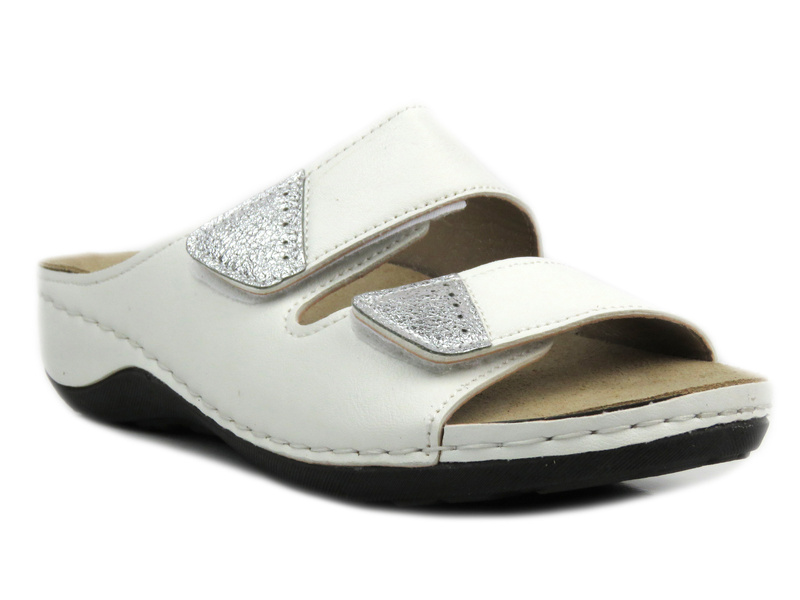 Klapki damskie na rzepy- INBLU WD-13, białe