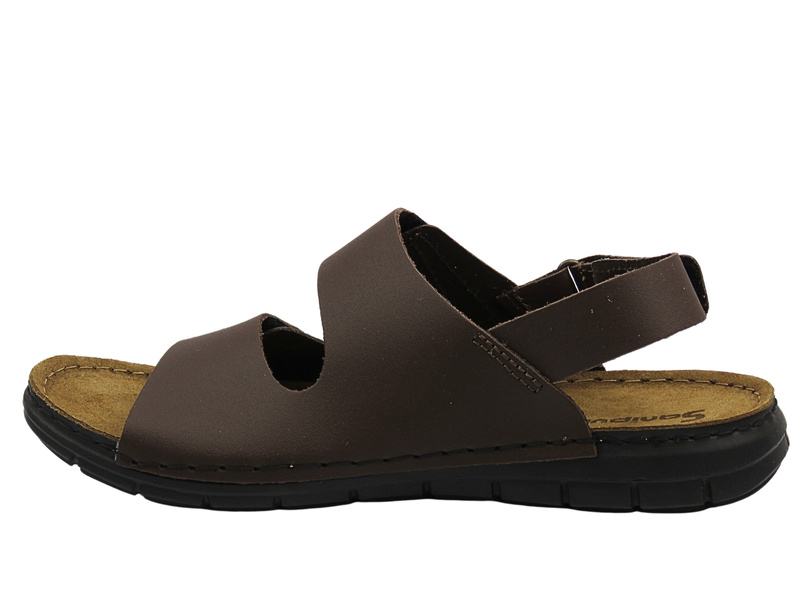 Sandały męskie na rzepy ciemnobrązowe Sanipur DT-04