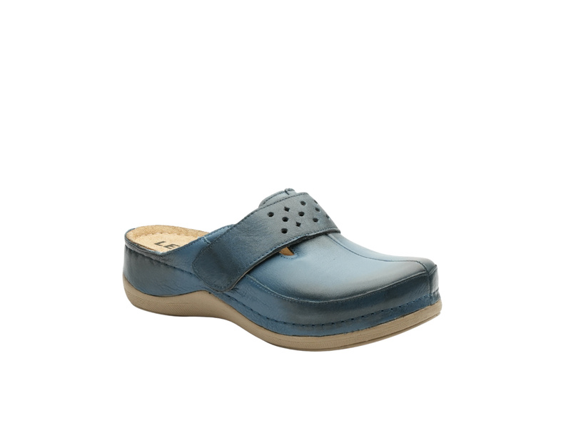 Skórzane klapki damskie granat Leon 902