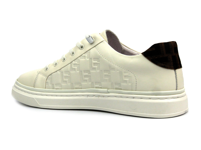 Skórzane sneakersy męskie - JOHN DOUBARE 68F125, białe