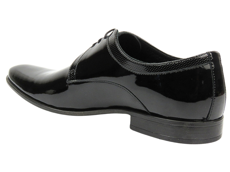 Skórzane półbuty męskie wizytowe - CONHPOL 7653, czarne