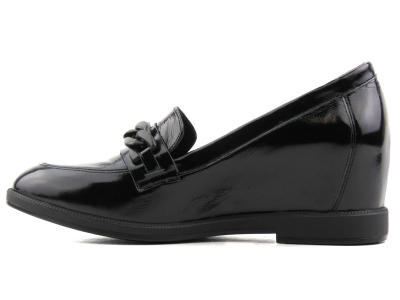 Lakierowane półbuty damskie na ukrytym koturnie - VENEZIA 1426 R010, czarne