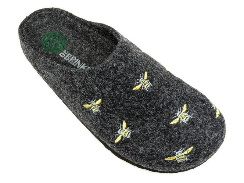 Filcowe kapcie damskie w pszczółki - BRINKMANN 320029-09, grafitowe
