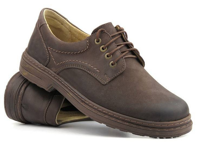 Półbuty męskie ze skóry naturalnej - HELIOS Komfort 815, brązowe