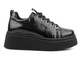 Sneakersy damskie na platformie - VENEZIA D23KA3360, czarne