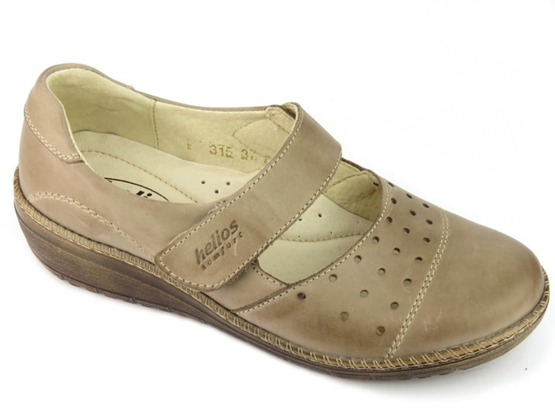 Wygodne półbuty damskie na grubej podeszwie - HELIOS Komfort 315, beżowe