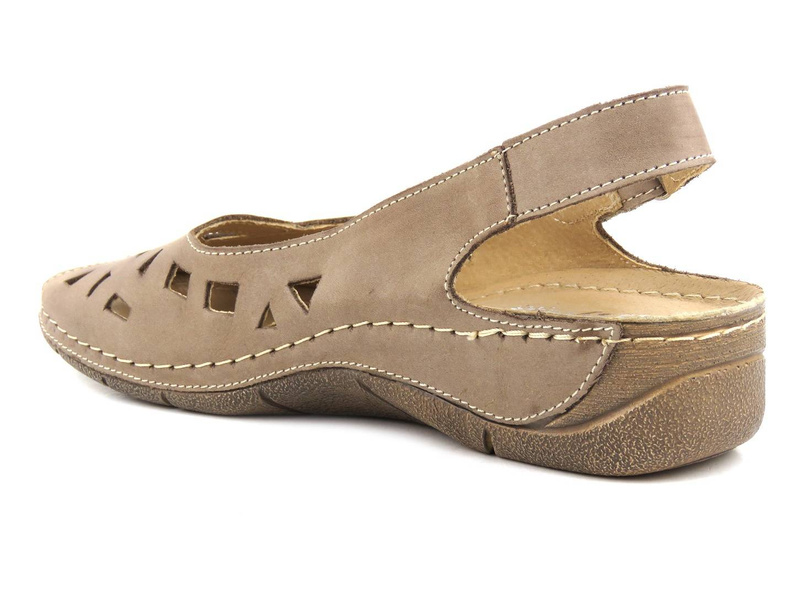 Wygodne sandały damskie ze skóry licowej - SYRENA 4027, beżowe