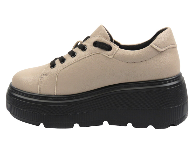 Skórzane sneakersy damskie khaki Cambell 25-19374