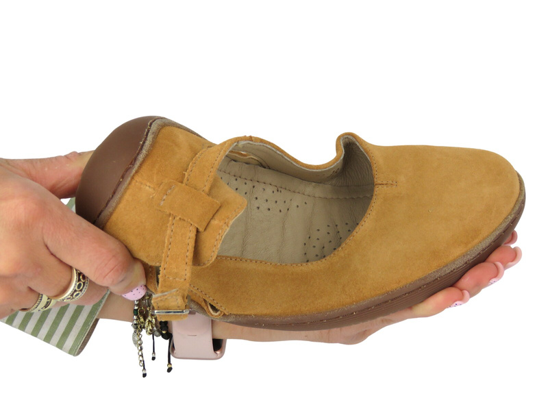 Barefoot skórzane minimalistyczne sandały damskie o podwyższonej tęgości H - Nika Komfort 1472, jasny brąz