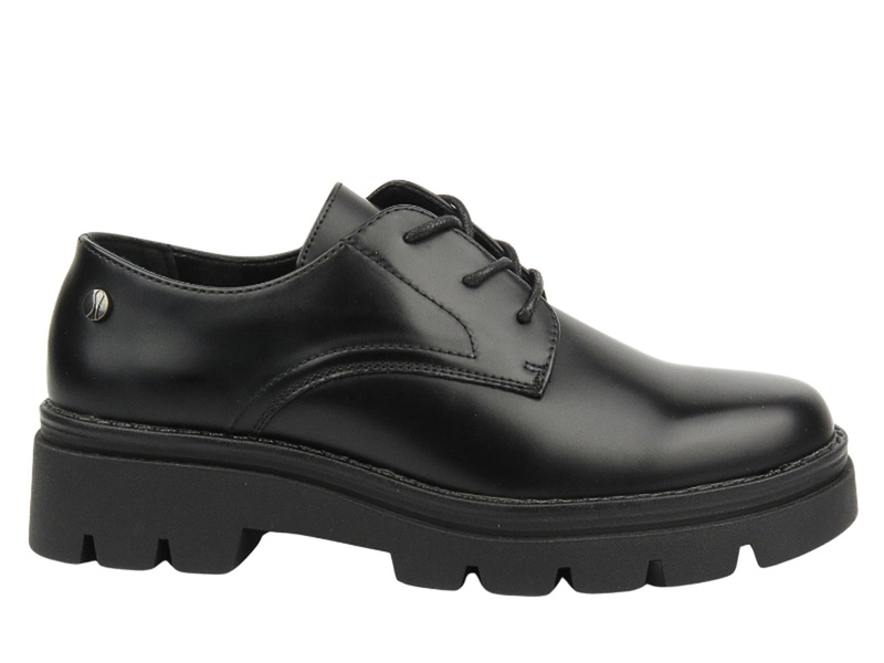 Skórzane półbuty damskie sznurowane - Inblu IC-32, czarne