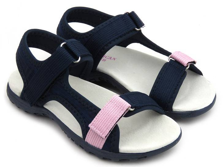 Sandały dziecięce ze skórzaną wkładką - AMERICAN CLUB RL 51/22, granatowe