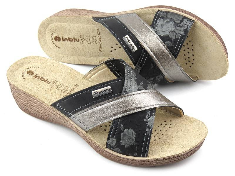 Klapki damskie z trzema paskami - Inblu GL-38, czarne