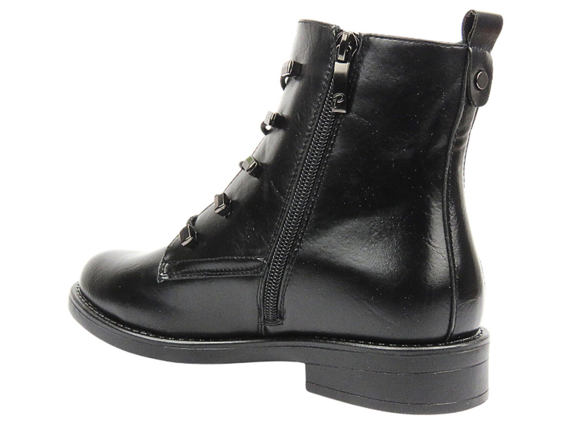 Ocieplane Botki Damskie - Potocki 24-12456 Czarne Na Zamek