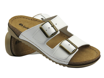 Klapki damskie z klamrami białe INBLU AA-02KU