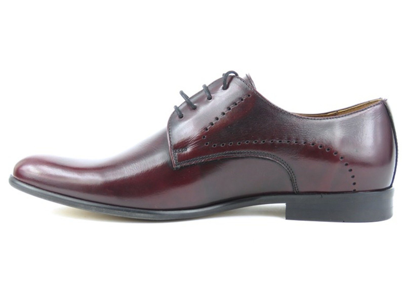 Skórzane derby męskie Conhpol 6754, wiśniowe