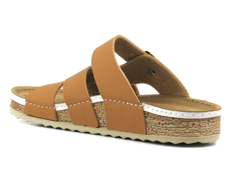 Wygodne klapki damskie z paskami - Inblu AT-28, brązowe